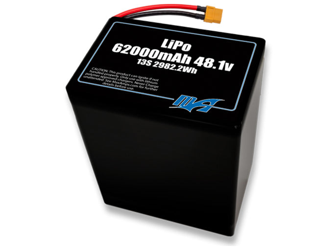 A MaxAmps LiPo 62000mAh 13S 2P 48.1 volt battery pack