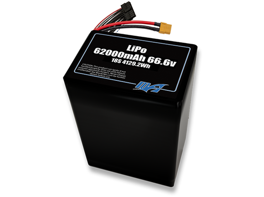 LiPo 62000 18S2P 66.6v Battery Pack