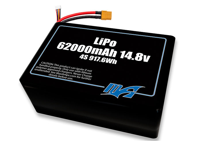 A MaxAmps LiPo 62000mAh 4S 2P 14.8 volt battery pack