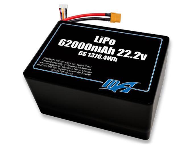 A MaxAmps LiPo 62000mAh 6S 2P 22.2 volt battery pack
