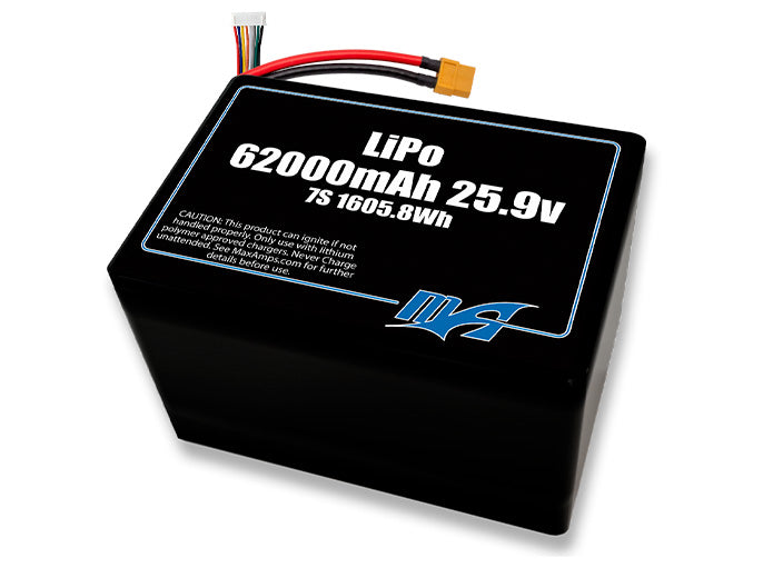 A MaxAmps LiPo 62000mAh 7S 2P 25.9 volt battery pack