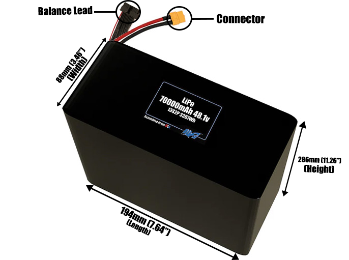LiPo 70000mAh 13S2P 48.1v Battery Pack