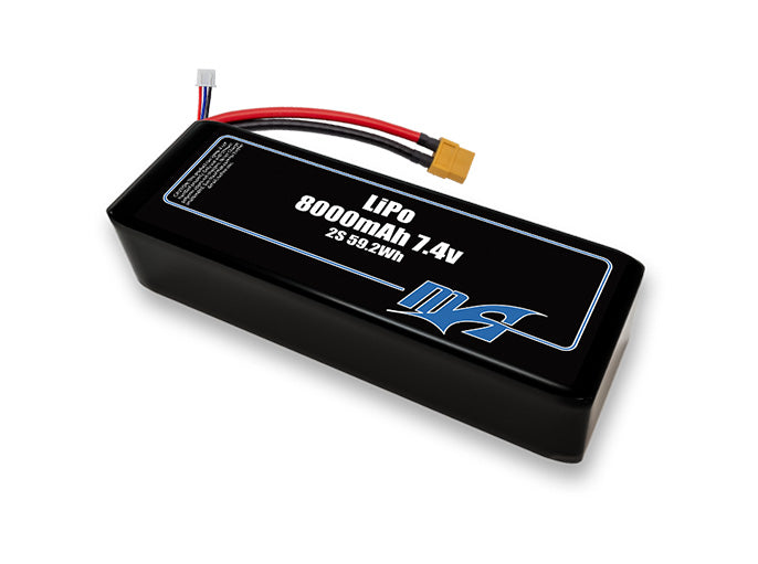 A MaxAmps LiPo 8000mAh 2S 2P 7.4 volt battery pack