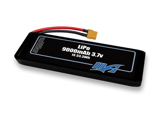 A MaxAmps LiPo 9000mAh 1S 2P 3.7 volt battery pack