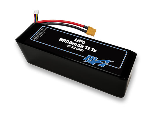 A MaxAmps LiPo 9000mAh 3S 2P 11.1 volt battery pack
