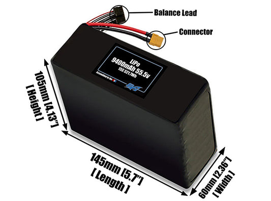 LiPo 9400mAh 15S 55.5v Battery Pack