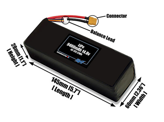 LiPo 9400mAh 4S 14.8v Battery Pack