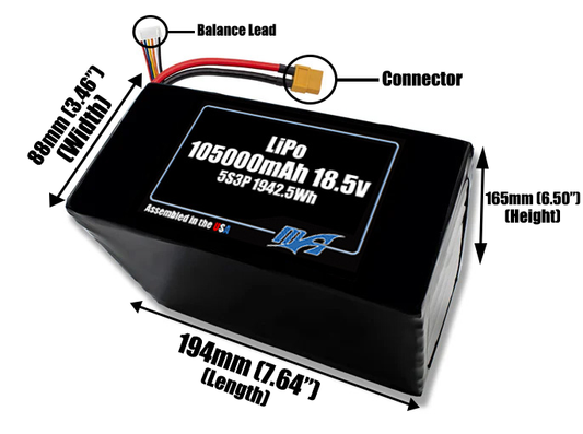 LiPo 105000mAh 5S3P 18.5v Battery Pack