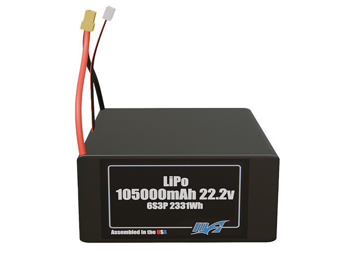 LiPo 105000mAh 6S3P 22.2v Battery Pack