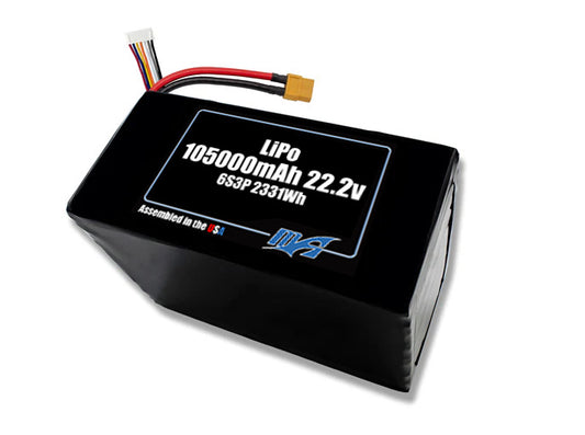 LiPo 105000mAh 6S3P 22.2v Battery Pack