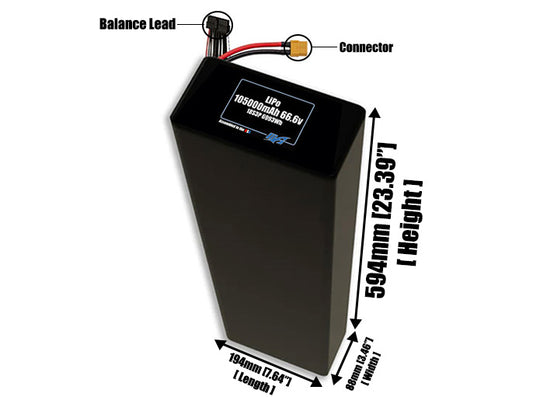 LiPo 105000mAh 18S3P 66.6v Battery Pack