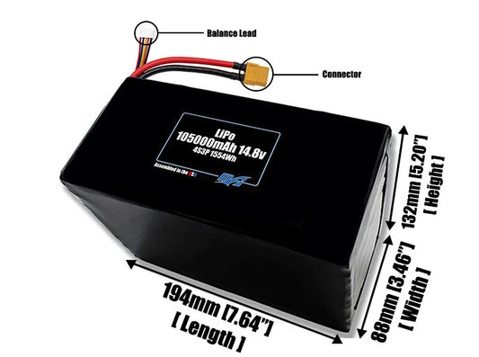 LiPo 105000mAh 4S3P 14.8v Battery Pack