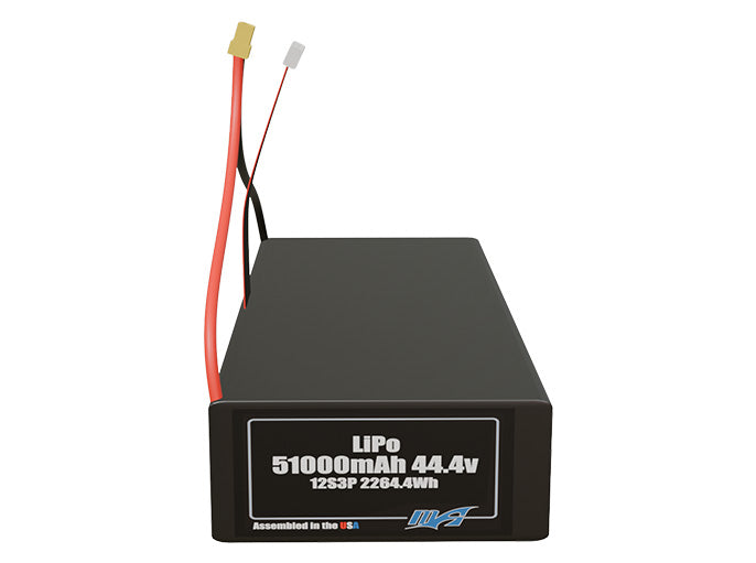 LiPo 51000mAh 12S3P 44.4v Battery Pack