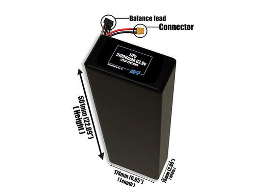 LiPo 51000mAh 17S3P 62.9v Battery Pack