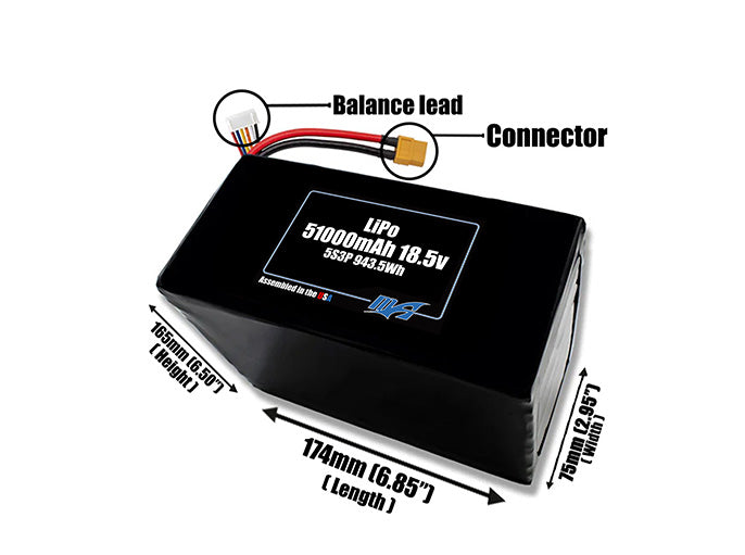 LiPo 51000mAh 5S3P 18.5v Battery Pack