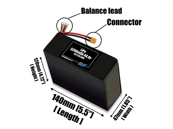 Graphene LiPo 5200mAh 12S 44.4v Battery Pack
