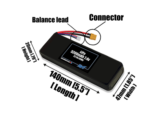 Graphene LiPo 5200mAh 2S 7.4v Battery Pack