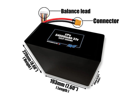 LiPo 54000mAh 10S2P 37v Battery Pack