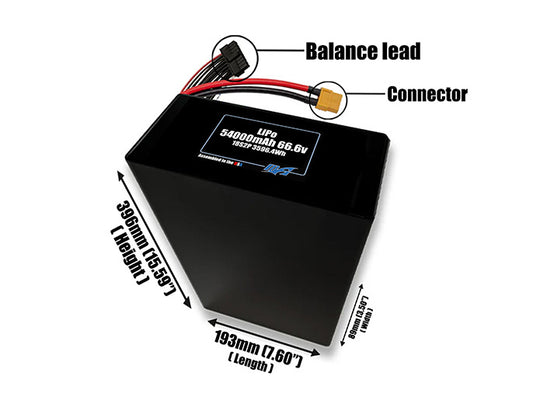 LiPo 54000mAh 18S2P 66.6v Battery Pack