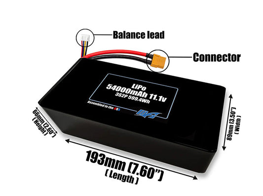 LiPo 54000mAh 3S2P 11.1v Battery Pack