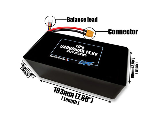 LiPo 54000mAh 4S2P 14.8v Battery Pack