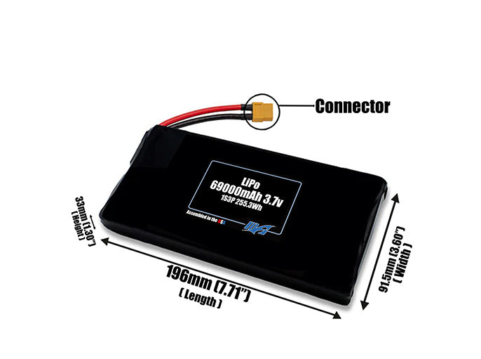 LiPo 69000mAh 1S3P 3.7v Battery Pack