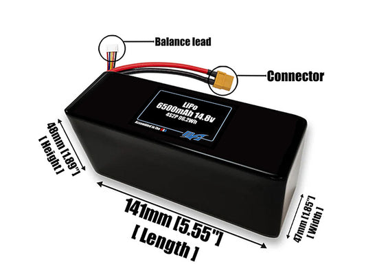 LiPo 6500mAh 4S2P 14.8v Battery Pack