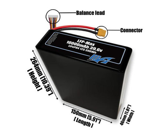 LFP-Max LiFePO4 10000 12S2P 39.6v Battery Pack