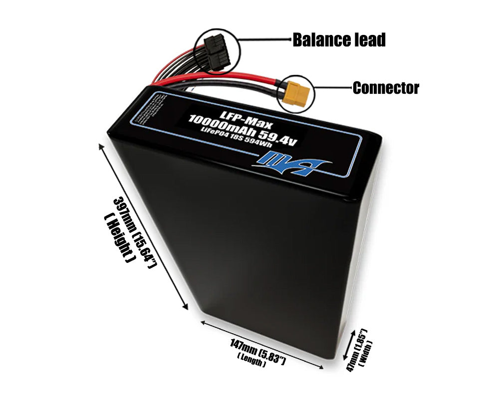 LFP-Max LiFePO4 10000 18S2P 59.4v Battery Pack