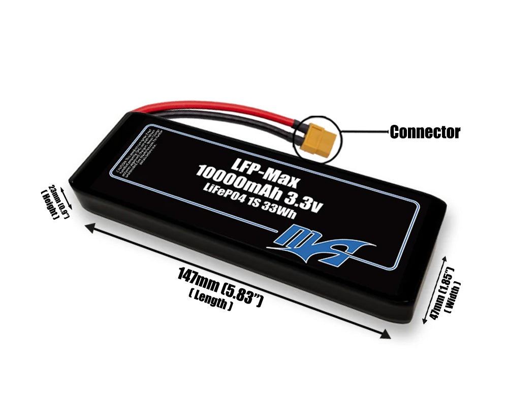 LFP-Max LiFePO4 10000 1S2P 3.3v Battery Pack