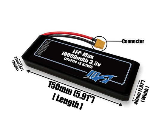 LFP-Max LiFePO4 10000 1S2P 3.3v Battery Pack