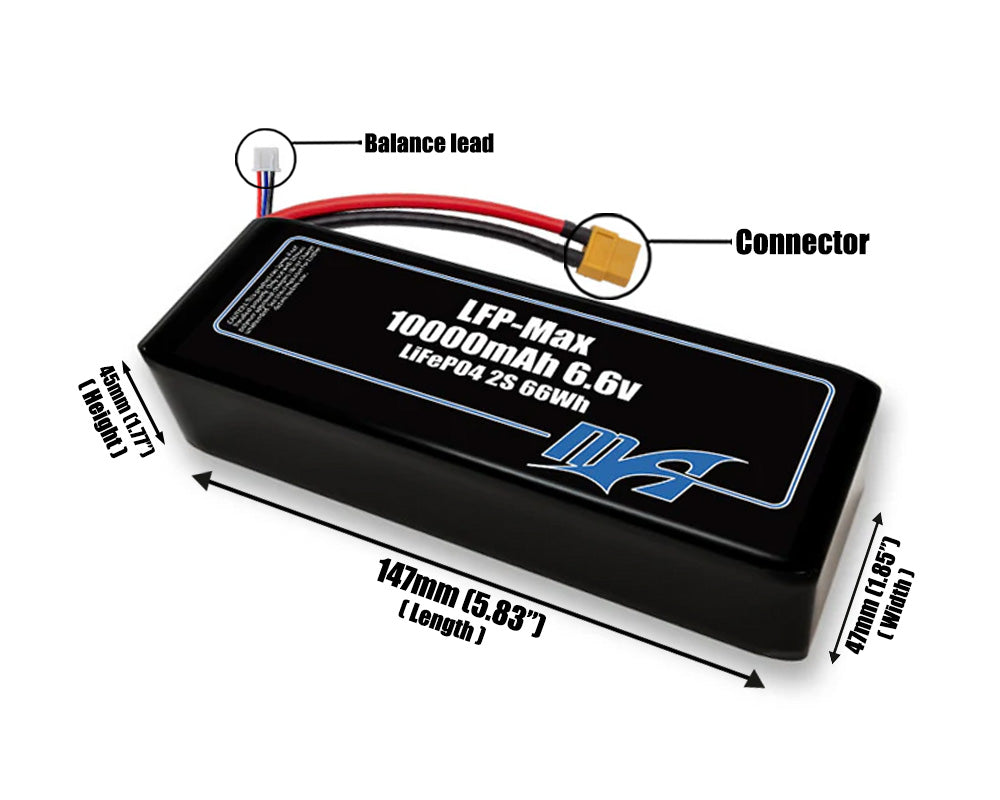 LFP-Max LiFePO4 10000 2S2P 6.6v Battery Pack