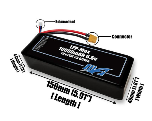 LFP-Max LiFePO4 10000 2S2P 6.6v Battery Pack