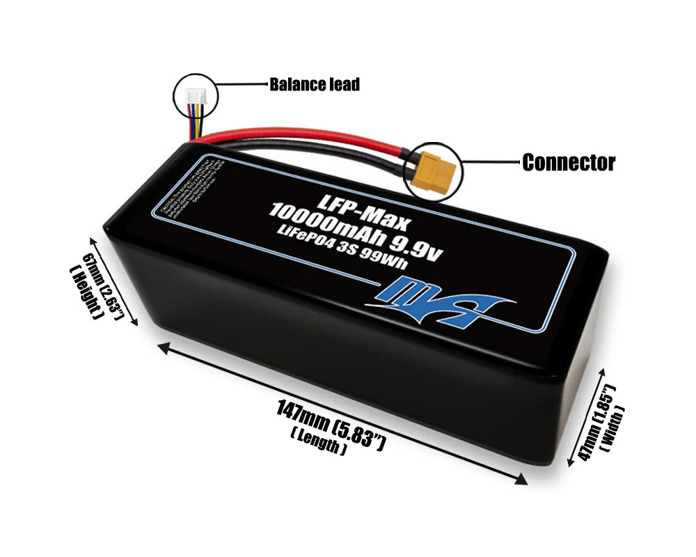 LFP-Max LiFePO4 10000 3S2P 9.9v Battery Pack