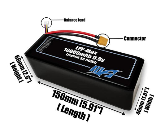 LFP-Max LiFePO4 10000 3S2P 9.9v Battery Pack