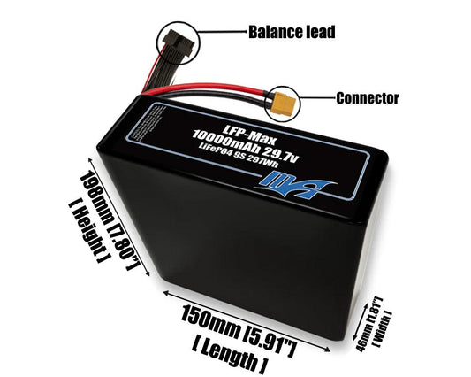 LFP-Max LiFePO4 10000 9S2P 29.7v Battery Pack