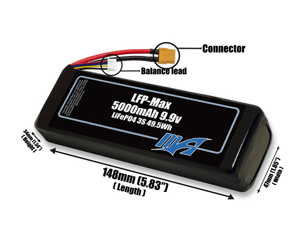 LFP-Max LiFePO4 5000 3S 9.9v Battery Pack