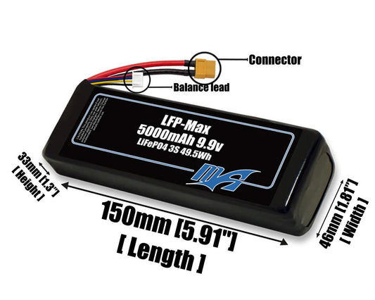 LFP-Max LiFePO4 5000 3S 9.9v Battery Pack