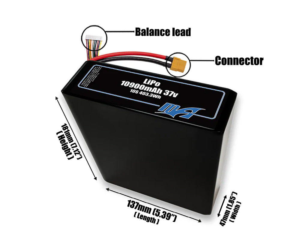 LiPo 10900mAh 10S2P 37v Battery Pack