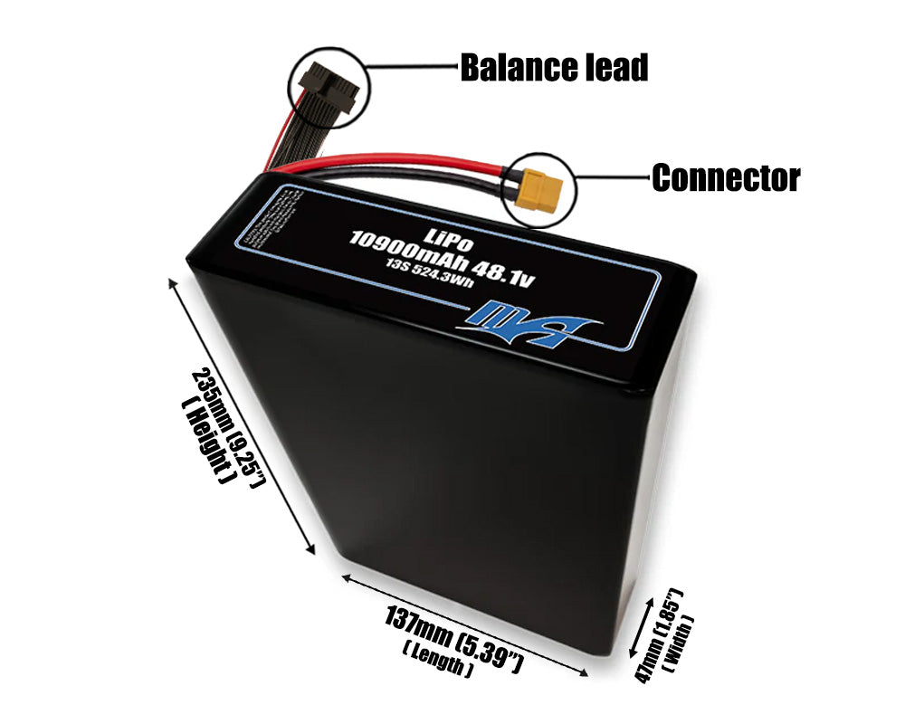 LiPo 10900mAh 13S2P 48.1v Battery Pack