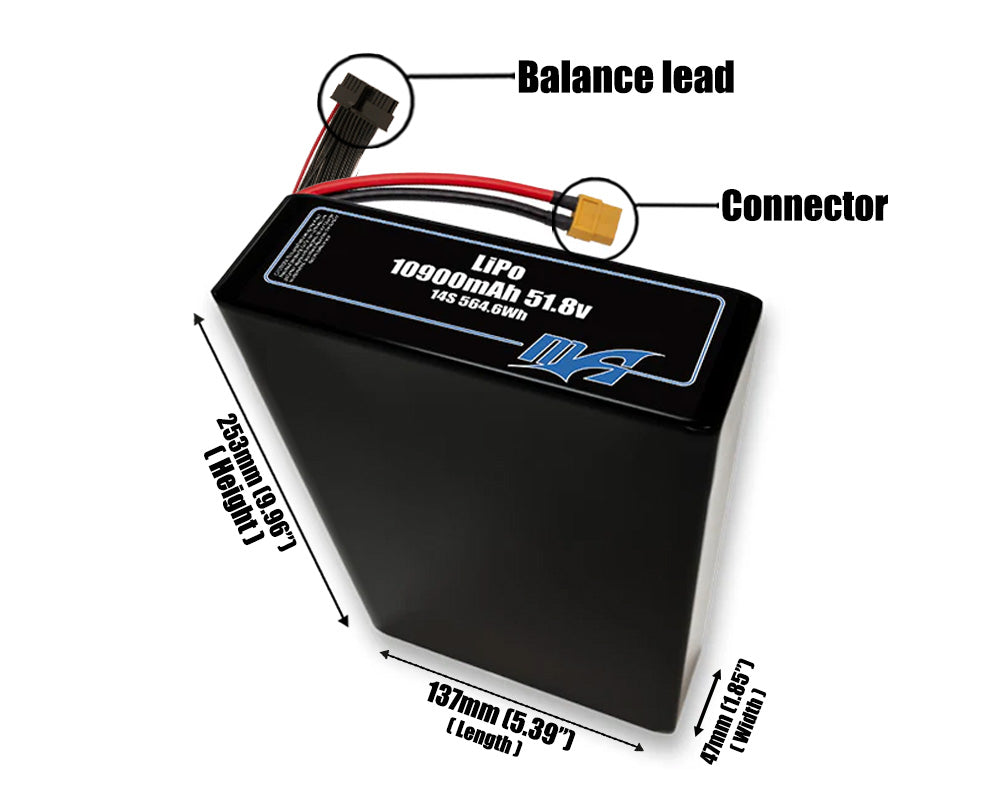 LiPo 10900mAh 14S2P 51.8v Battery Pack