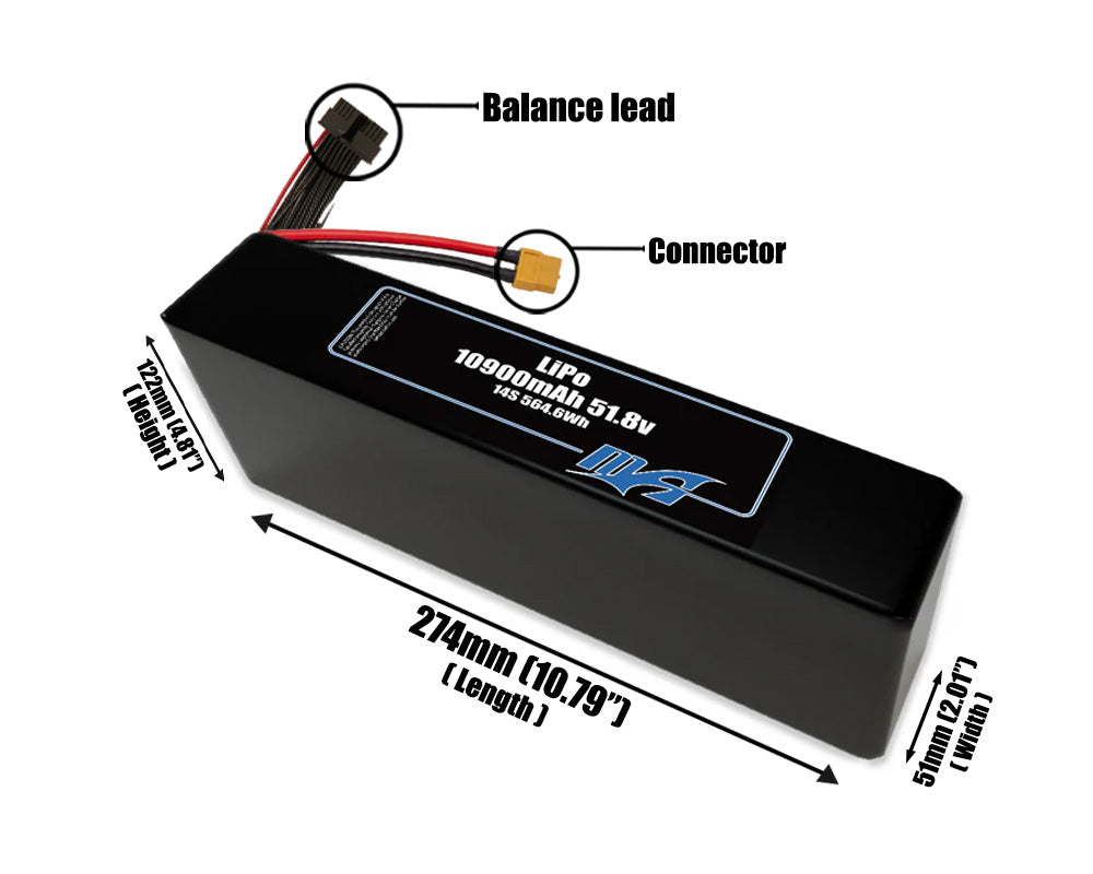 LiPo 10900mAh 14S2P 51.8v ETE Battery Pack