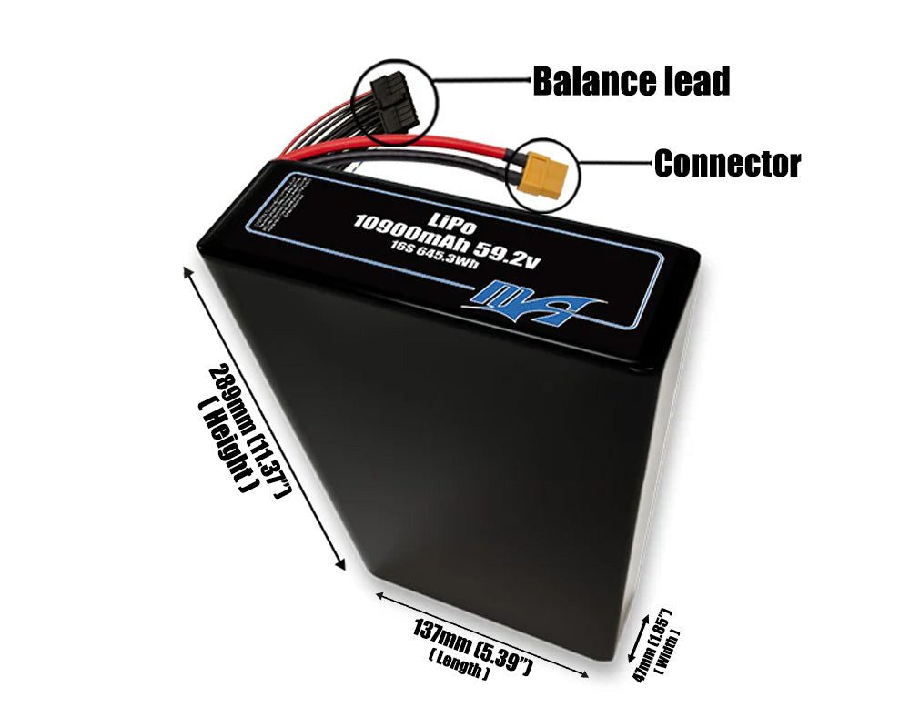 LiPo 10900mAh 16S2P 59.2v Battery Pack