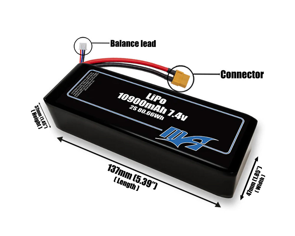 LiPo 10900mAh 2S2P 7.4v Battery Pack