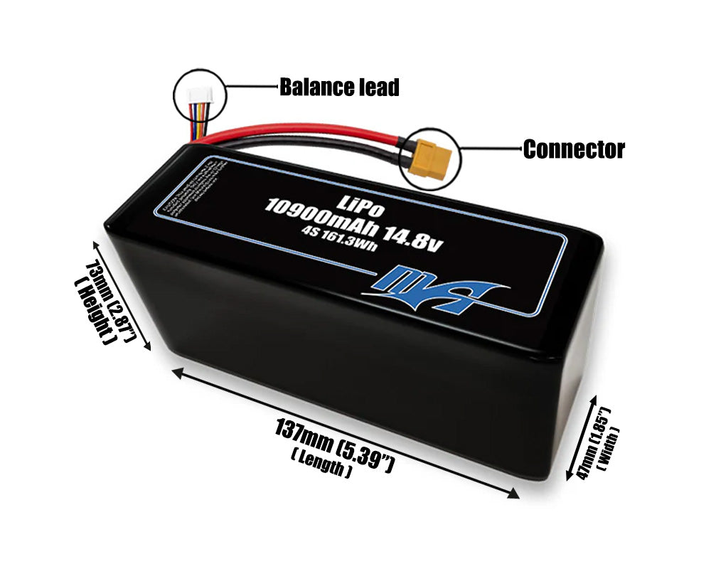 LiPo 10900mAh 4S2P 14.8v Battery Pack