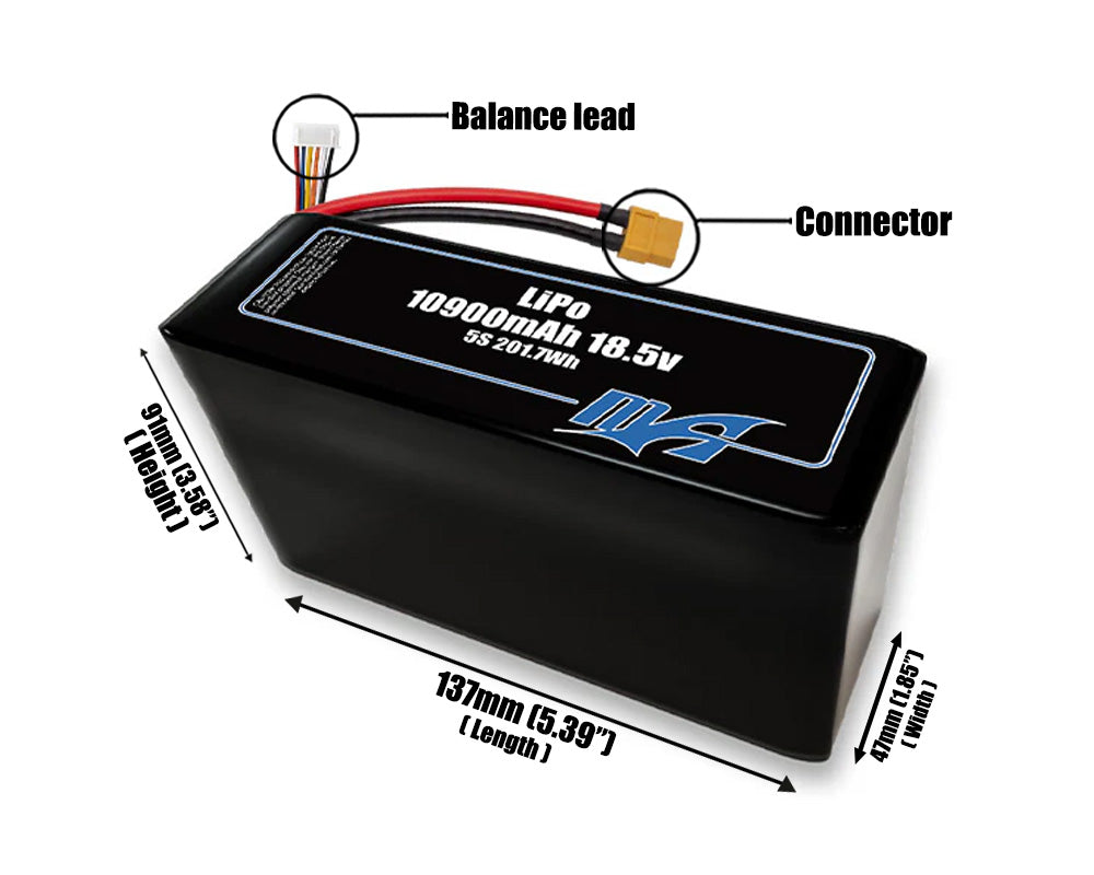 LiPo 10900mAh 5S2P 18.5v Battery Pack