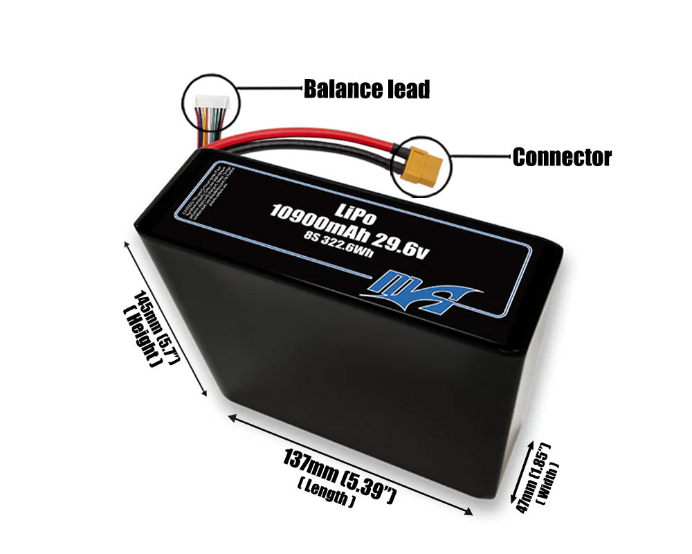 LiPo 10900mAh 8S2P 29.6v Battery Pack