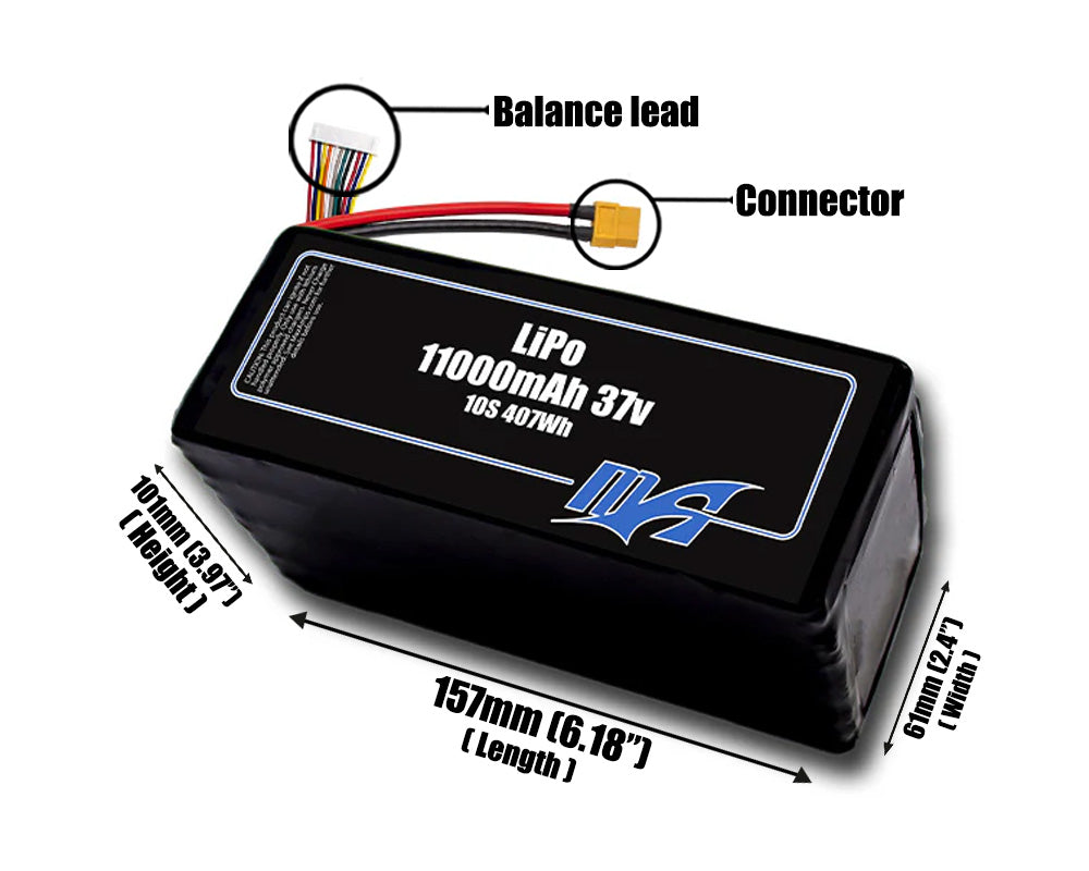 LiPo 11000mAh 10S 37v Battery Pack