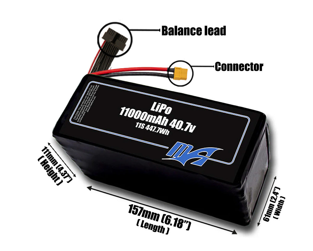 LiPo 11000mAh 11S 40.7v Battery Pack