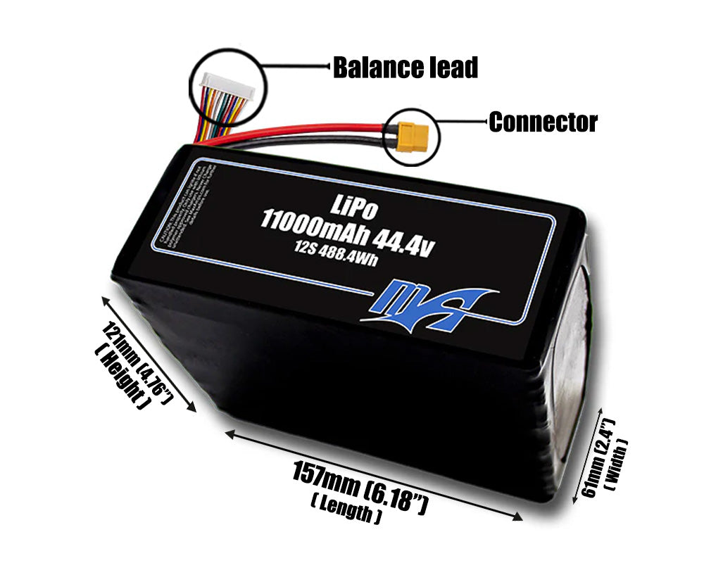 LiPo 11000mAh 12S 44.4v Battery Pack